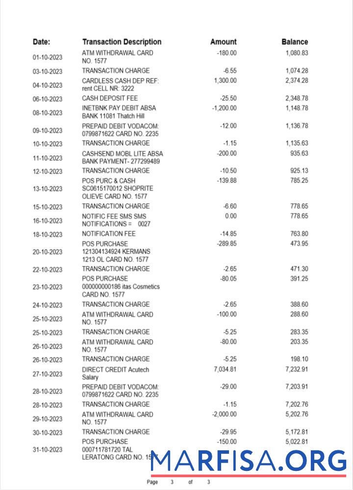 Blank Albania ProCreditBank bank statement 3 pages 2 example